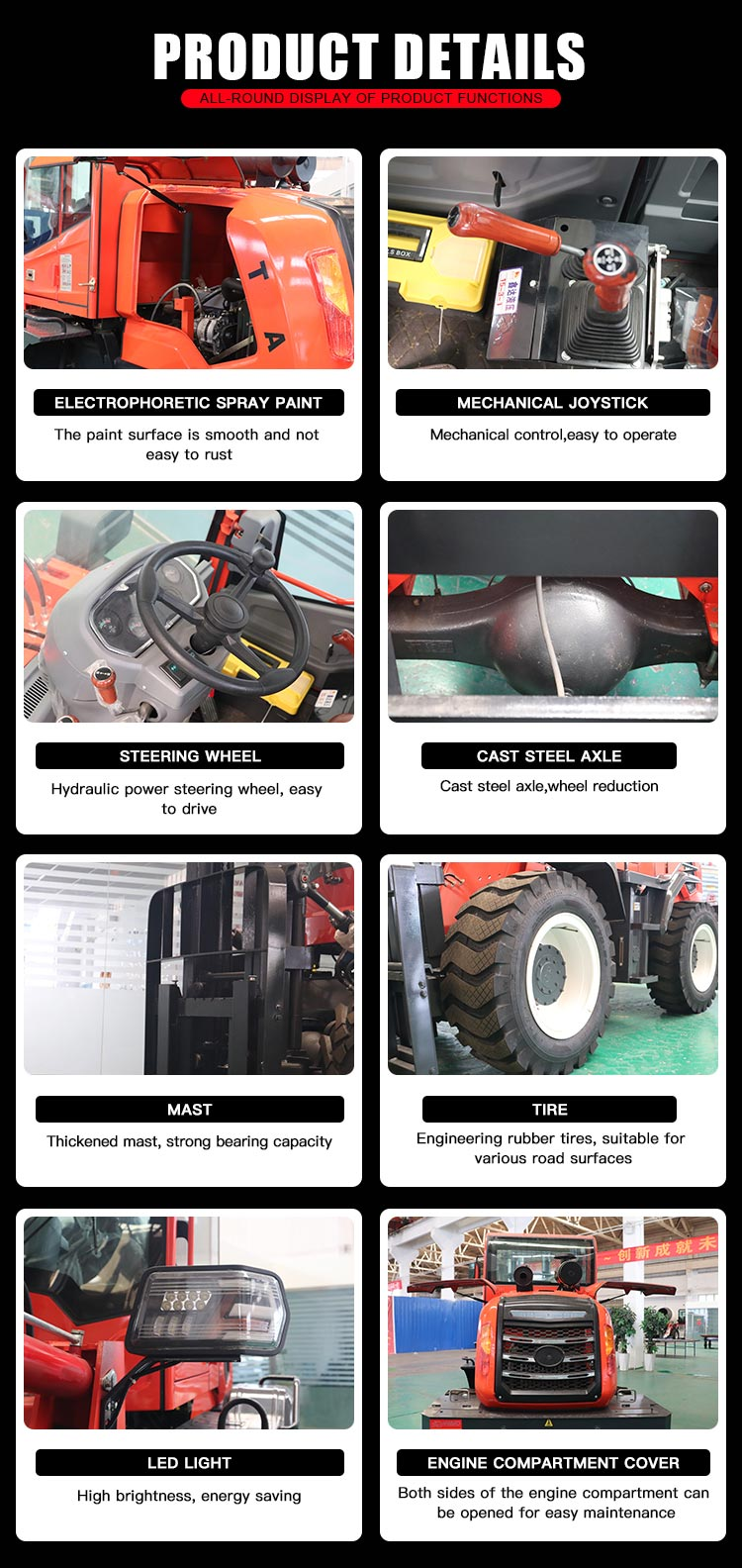 สินค้า รถยกดีเซล 4x4 4wd ไฮดรอลิกออฟโรดทุกพื้นที่ รถยกดีเซล 2